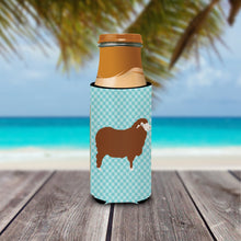 Load image into Gallery viewer, Merino Sheep Blue Check   Hugger for slim cans
