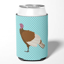 Load image into Gallery viewer, Bourbon Red Turkey Hen Blue Check Can or Bottle Hugger BB8156CC