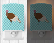 Load image into Gallery viewer, Bourbon Red Turkey Hen Blue Check Ceramic Night Light BB8156CNL