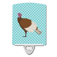Load image into Gallery viewer, Bourbon Red Turkey Hen Blue Check Ceramic Night Light BB8156CNL
