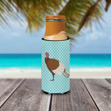 Load image into Gallery viewer, Bourbon Red Turkey Hen Blue Check   Hugger for slim cans