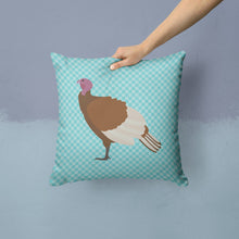 Load image into Gallery viewer, Bourbon Red Turkey Hen Blue Check Throw Pillow - 14x14 Decorative Pillow – Art for Your Home &amp; Patio BB8156PW1414