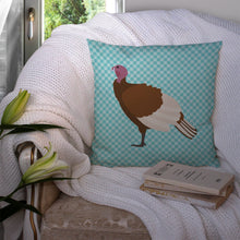 Load image into Gallery viewer, Bourbon Red Turkey Hen Blue Check Throw Pillow - 14x14 Decorative Pillow – Art for Your Home &amp; Patio BB8156PW1414