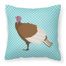 Load image into Gallery viewer, Bourbon Red Turkey Hen Blue Check Fabric Decorative Pillow BB8156PW1818