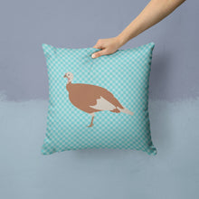 Load image into Gallery viewer, Jersey Buff Turkey Hen Blue Check Throw Pillow - 14x14 Decorative Pillow – Art for Your Home &amp; Patio BB8158PW1414