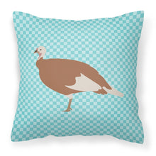 Load image into Gallery viewer, Jersey Buff Turkey Hen Blue Check Fabric Decorative Pillow BB8158PW1818