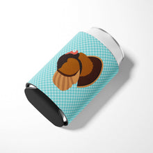 Load image into Gallery viewer, Bronze Turkey Blue Check Can or Bottle Hugger BB8160CC
