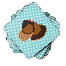 Load image into Gallery viewer, Bronze Turkey Blue Check Foam Coaster  BB8160FC