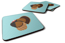 Load image into Gallery viewer, Bronze Turkey Blue Check Foam Coaster  BB8160FC
