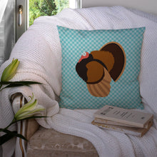 Load image into Gallery viewer, Bronze Turkey Blue Check Throw Pillow - 14x14 Decorative Pillow – Art for Your Home &amp; Patio BB8160PW1414