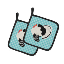 Load image into Gallery viewer, Royal Palm Turkey Blue Check Pot Holders - Set of 2 - Heat-Resistant Kitchen Essentials BB8162PTHD