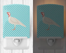 Load image into Gallery viewer, Beltsville Small White Turkey Hen Blue Check Ceramic Night Light BB8163CNL