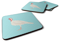 Load image into Gallery viewer, Beltsville Small White Turkey Hen Blue Check Foam Coaster  BB8163FC