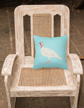 Load image into Gallery viewer, Beltsville Small White Turkey Hen Blue Check Fabric Decorative Pillow BB8163PW1818