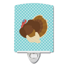 Load image into Gallery viewer, French Turkey Dindon Blue Check Ceramic Night Light BB8164CNL
