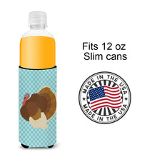 Load image into Gallery viewer, French Turkey Dindon Blue Check   Hugger for slim cans