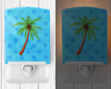 Load image into Gallery viewer, Palm Tree Blue Polkadot Ceramic Night Light BB8166CNL