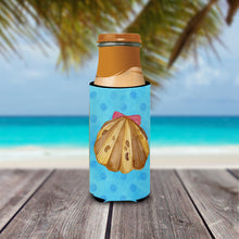 Load image into Gallery viewer, Sea Shell Blue Polkadot   Hugger for slim cans BB8171MUK