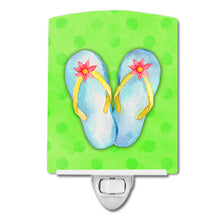 Load image into Gallery viewer, Flip Flops Green Polkadot Ceramic Night Light BB8180CNL
