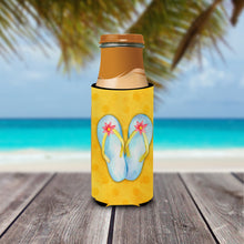 Load image into Gallery viewer, Flip Flops Yellow Polkadot   Hugger for slim cans BB8182MUK