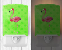 Load image into Gallery viewer, Flamingo Green Polkadot Ceramic Night Light BB8185CNL