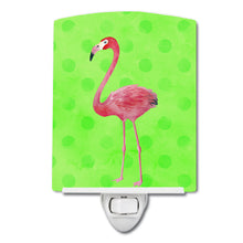 Load image into Gallery viewer, Flamingo Green Polkadot Ceramic Night Light BB8185CNL