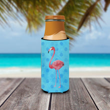 Load image into Gallery viewer, Flamingo Blue Polkadot   Hugger for slim cans BB8186MUK