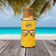Load image into Gallery viewer, Beach Sunglasses Yellow Polkadot   Hugger for slim cans BB8207MUK