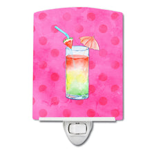 Load image into Gallery viewer, Umberella Cocktail Pink Polkadot Ceramic Night Light BB8214CNL
