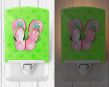 Load image into Gallery viewer, Pink Flip Flops Green Polkadot Ceramic Night Light BB8220CNL