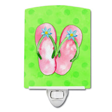 Load image into Gallery viewer, Pink Flip Flops Green Polkadot Ceramic Night Light BB8220CNL