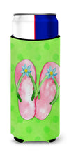 Load image into Gallery viewer, Pink Flip Flops Green Polkadot   Hugger for slim cans BB8220MUK