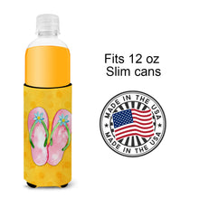 Load image into Gallery viewer, Pink Flip Flops Yellow Polkadot   Hugger for slim cans BB8222MUK