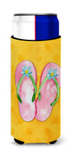 Load image into Gallery viewer, Pink Flip Flops Yellow Polkadot   Hugger for slim cans BB8222MUK