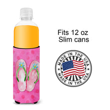 Load image into Gallery viewer, Pink Flip Flops Pink Polkadot   Hugger for slim cans BB8224MUK