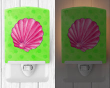 Load image into Gallery viewer, Pink Sea Shell Green Polkadot Ceramic Night Light BB8240CNL