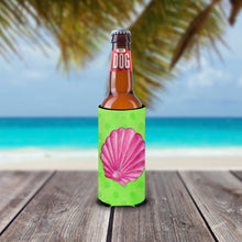 Load image into Gallery viewer, Pink Sea Shell Green Polkadot   Hugger for slim cans BB8240MUK