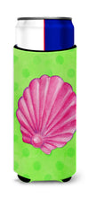 Load image into Gallery viewer, Pink Sea Shell Green Polkadot   Hugger for slim cans BB8240MUK