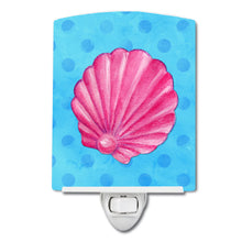 Load image into Gallery viewer, Pink Sea Shell Blue Polkadot Ceramic Night Light BB8241CNL