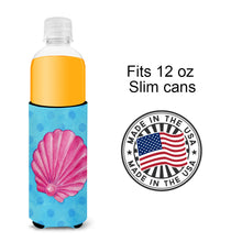Load image into Gallery viewer, Pink Sea Shell Blue Polkadot   Hugger for slim cans BB8241MUK