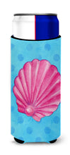 Load image into Gallery viewer, Pink Sea Shell Blue Polkadot   Hugger for slim cans BB8241MUK