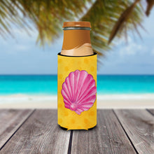 Load image into Gallery viewer, Pink Sea Shell Yellow Polkadot   Hugger for slim cans BB8242MUK
