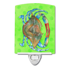 Load image into Gallery viewer, Blue Crab Green Polkadot Ceramic Night Light BB8245CNL
