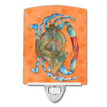 Load image into Gallery viewer, Blue Crab Orange Polkadot Ceramic Night Light BB8248CNL