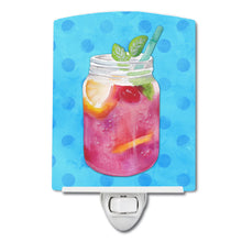 Load image into Gallery viewer, Mason Jar Cocktail Blue Polkadot Ceramic Night Light BB8251CNL