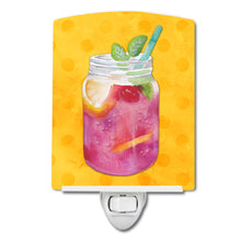 Load image into Gallery viewer, Mason Jar Cocktail Yellow Polkadot Ceramic Night Light BB8252CNL