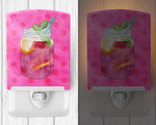 Load image into Gallery viewer, Mason Jar Cocktail Pink Polkadot Ceramic Night Light BB8254CNL