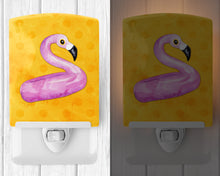 Load image into Gallery viewer, Flamingo Floaty Yellow Polkadot Ceramic Night Light BB8257CNL