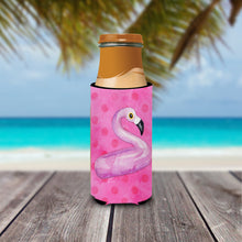 Load image into Gallery viewer, Flamingo Floaty Pink Polkadot   Hugger for slim cans BB8259MUK