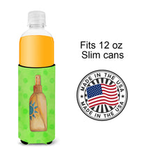 Load image into Gallery viewer, Message in a Bottle Green Polkadot   Hugger for slim cans BB8260MUK